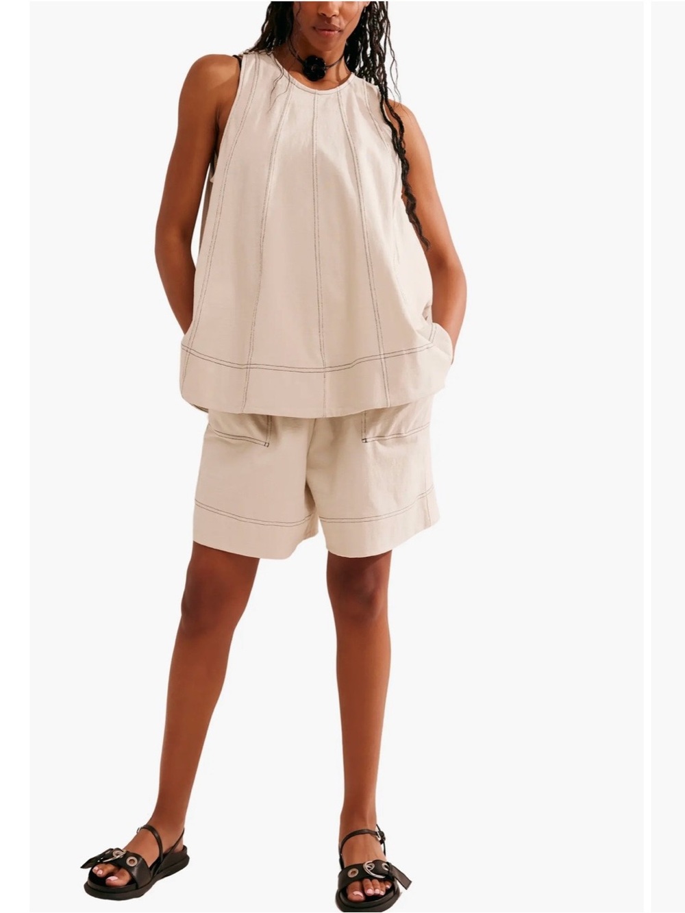 NWOT FP Beach Strada Swing Top & Shorts Set in Cream